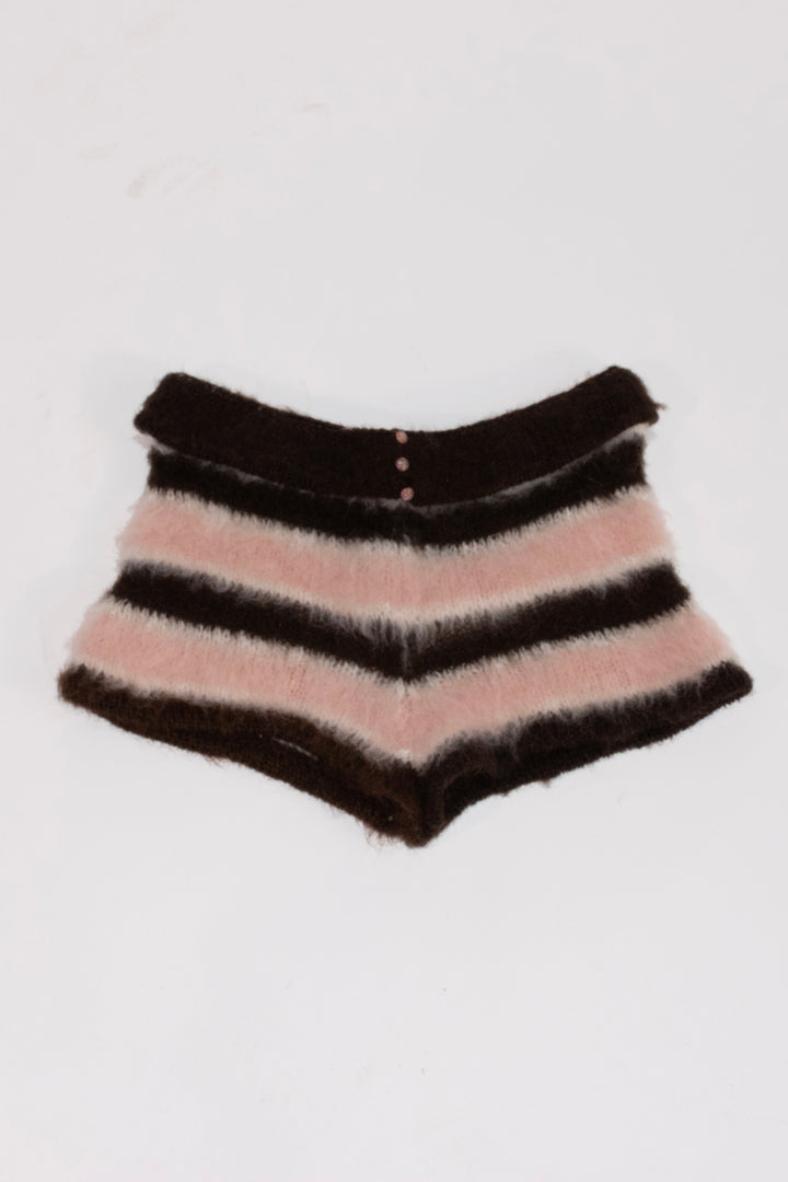 fuzzy shorts pink and brown